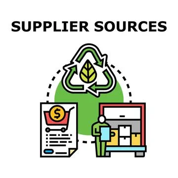Supplier sources finding products through sustainable supply chain Stock Illustration