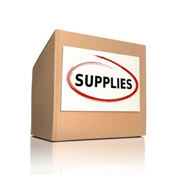 Supplies on a paper box Stock Illustration