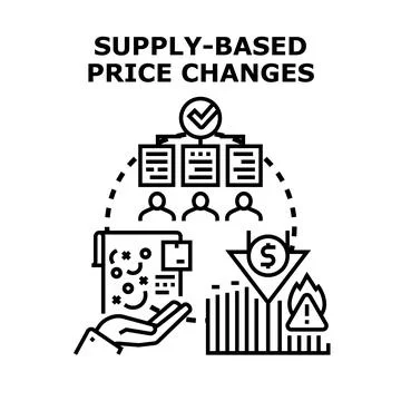 Supply based price changes impacting market economy イラスト素材