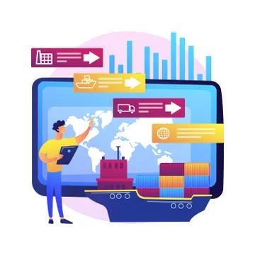Supply chain analytics abstract concept vector illustration. Stockillustratie