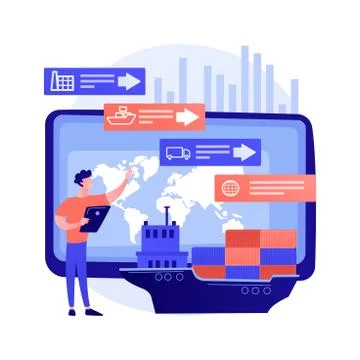 Supply chain analytics abstract concept vector illustration. Illustrazione stock