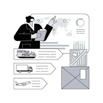 Supply chain analytics abstract concept vector illustration. Stockillustratie