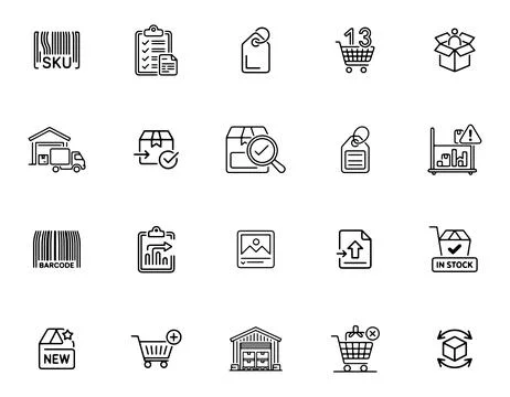 Supply Chain and Inventory System Icons Stock Illustration