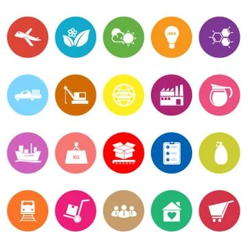 Supply chain and logistic flat icons on white background Stock Illustration