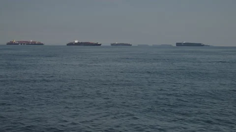 Supply Chain Back Up At Port Of Longbeach 2021 Stock Footage 166029962