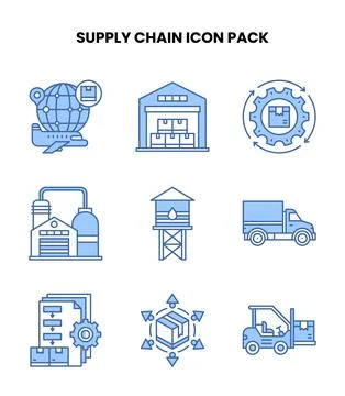 Supply Chain Blue Vector Icons Pack Stock Illustration