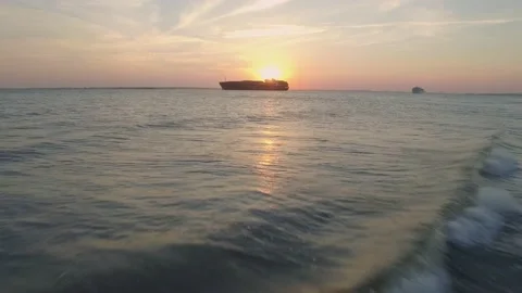 Supply chain cargo ship with ocean containers Stock Footage 167372031