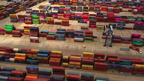 Supply chain containers and workers in South Carolina Ports Charleston Stock Footage 196313350