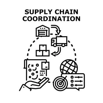 Supply chain coordination achieving efficient logistics strategy イラスト素材