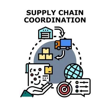 Supply chain coordination achieving efficient logistics strategy 스톡 일러스트