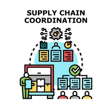 Supply chain coordination achieving efficient logistics management Stock Illustration