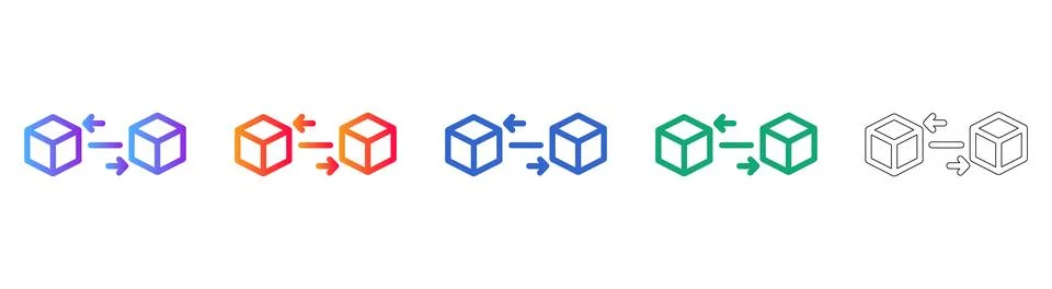 Supply Chain Cube Exchange Icon Set Illustrazione stock