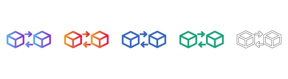 Supply Chain Cube Transfer Icon Set 스톡 일러스트