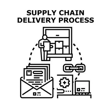 Supply chain delivery process concept illustration Stock Illustration