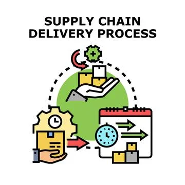 Supply chain delivery process management for logistics 스톡 일러스트