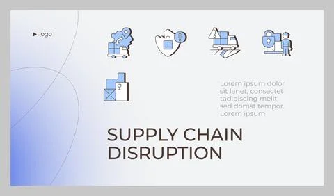 Supply chain disruption presentation slide template Stock Illustration