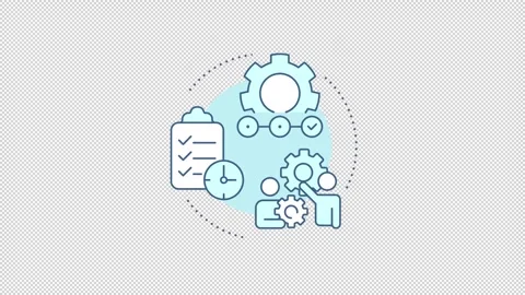 Supply chain efficiency animated monochrome cyan concept icon set Stock Footage 348104593