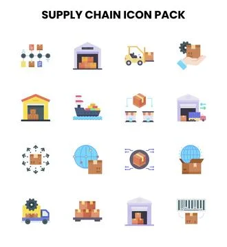 Supply Chain Flat Graphics Icons Pack Stock Illustration