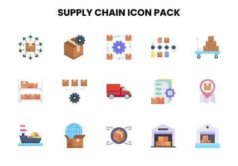 Supply Chain Flat Vector Icons Pack Illustrazione stock