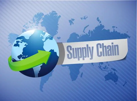 Supply chain globe message Stock Illustration
