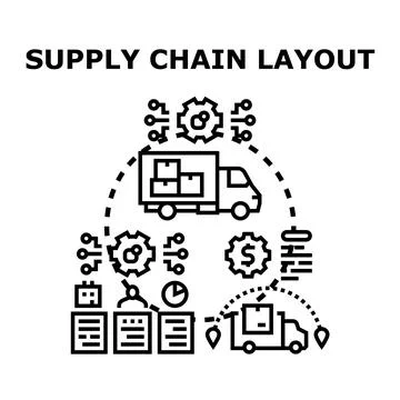 Supply chain layout optimizing goods delivery logistics イラスト素材
