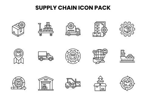 Supply Chain Line Bundle Icons Pack Stock Illustration