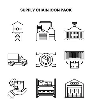 Supply Chain Line Graphics Icons Pack Stock Illustration