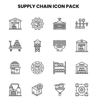 Supply Chain Line Graphics Icons Pack Stock Illustration