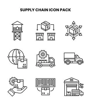 Supply Chain Line Vector Icons Pack Stock Illustration