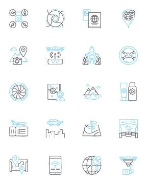 Supply chain linear icons set. Logistics, Procurement, Inventory, Transportation Stock Illustration