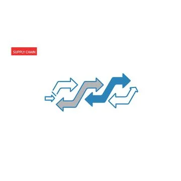 Supply chain logistics arrow process flow diagram graphic 스톡 일러스트