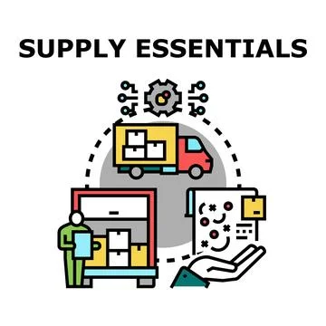 Supply chain logistics delivering essential goods and services Stock Illustration