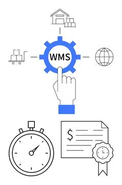 Supply chain, logistics, order management, warehousing, inventory control, au Stock Illustration
