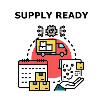Supply chain logistics process delivering goods overview Stock Illustration