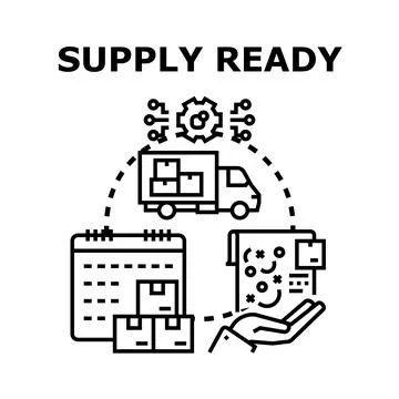 Supply chain logistics process delivering goods overview Stock Illustration