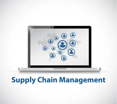 Supply chain management computer network Stock Illustration