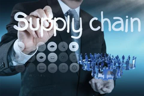 Supply chain management concept by flow from supplier to customer Stock Illustration