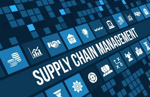 Supply chain management concept image with business icons and copyspace. Stock Illustration