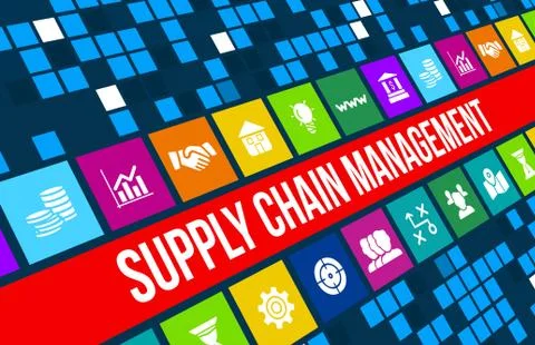 Supply chain management concept image with business icons and copyspace. Stock Illustration