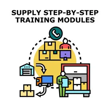 Supply chain management education and logistics training modules Stock Illustration