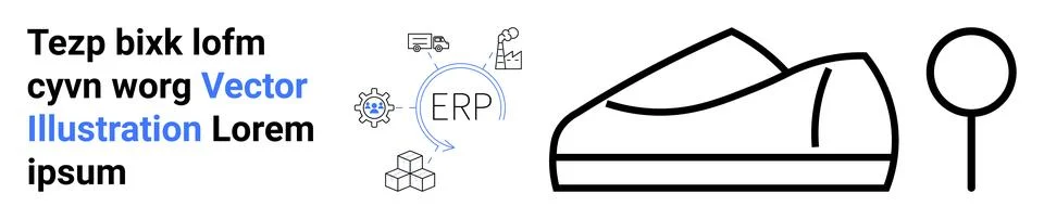 Supply chain management, ERP systems, logistics, footwear industry, inventory Stock Illustration