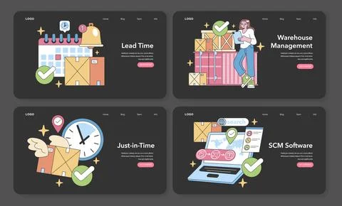 Supply chain management essentials. Flat vector illustration. Stock Illustration