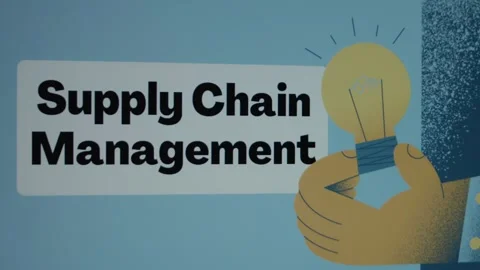 Supply Chain Management inscription in frame on blue background. Graphic Stock Footage 270716853