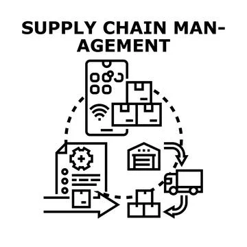 Supply chain management process optimising delivery logistics 库存插图