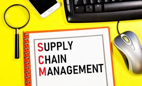 Supply chain management. Text label in the business planning folder. Stock Photos
