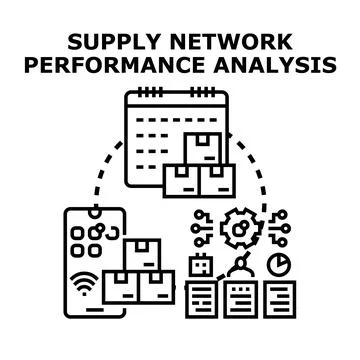 Supply chain network performance analysis management concept Stock Illustration