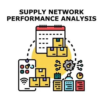 Supply chain network performance analysis management concept Stock Illustration