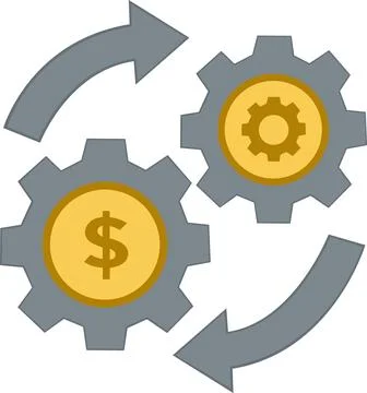 Supply chain optimization icon with rotating gears Stock Illustration