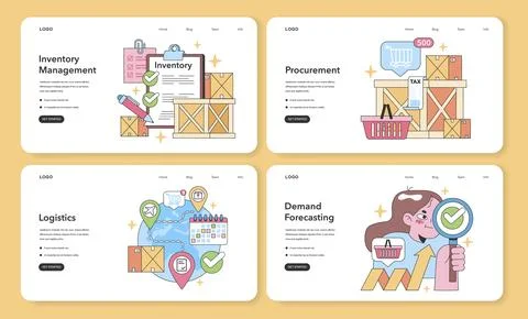 Supply chain optimization suite. Flat vector illustration Stock Illustration