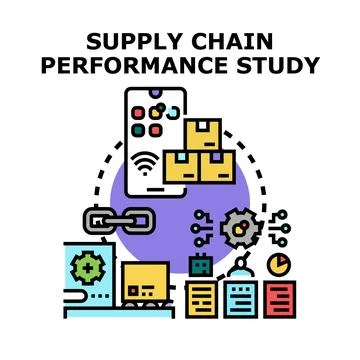 Supply chain performance study analyzing logistics and optimization Illustrazione stock